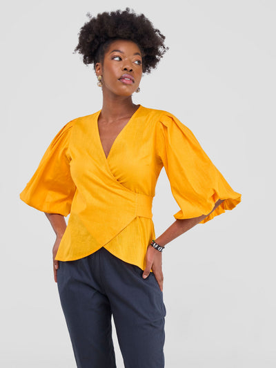 Safari by Vivo Savannah Wrap Top - Mustard