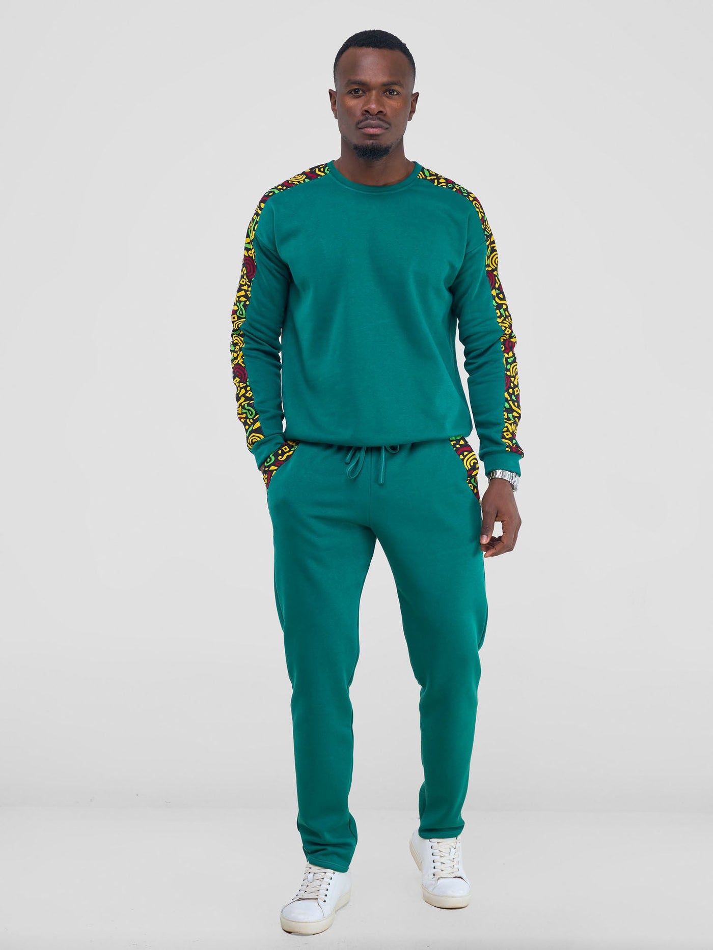 Safari by Vivo Kitenge Men's Sweat Pants - Teal/ Tafo Print
