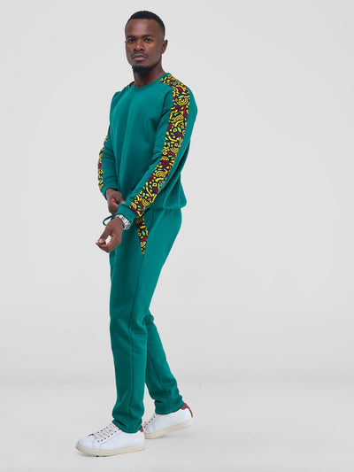 Safari by Vivo Kitenge Men's Sweat Pants - Teal/ Tafo Print