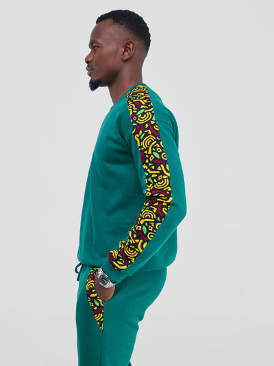 Safari by Vivo Kitenge Men's Sweat Pants - Teal/ Tafo Print