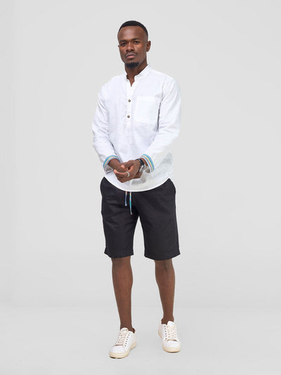 Safari by Vivo Savannah Men's Half Placket  Shirt - White