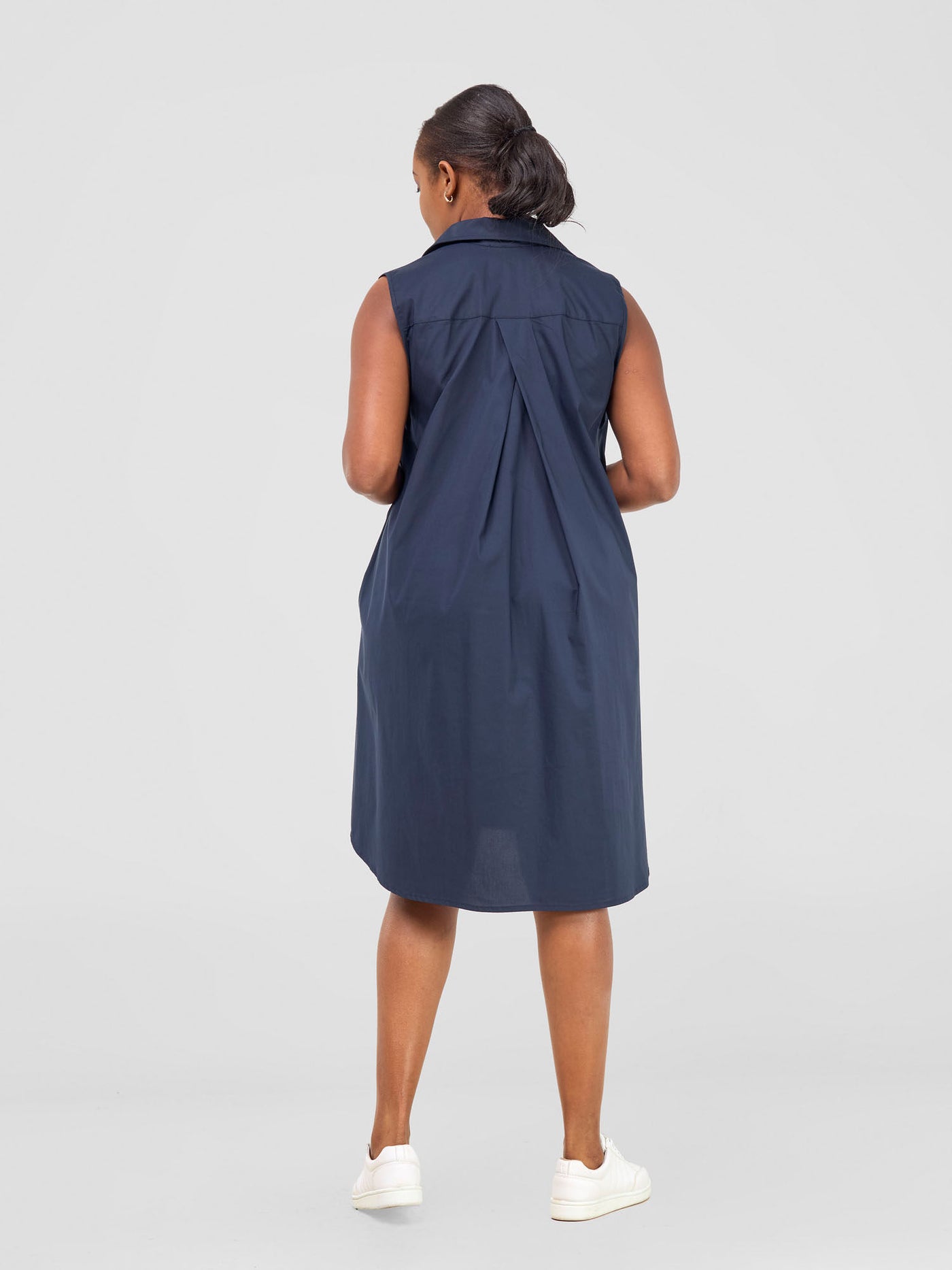 Safari by Vivo Kaya Sleeveless Tent Shirt Dress - Navy Blue