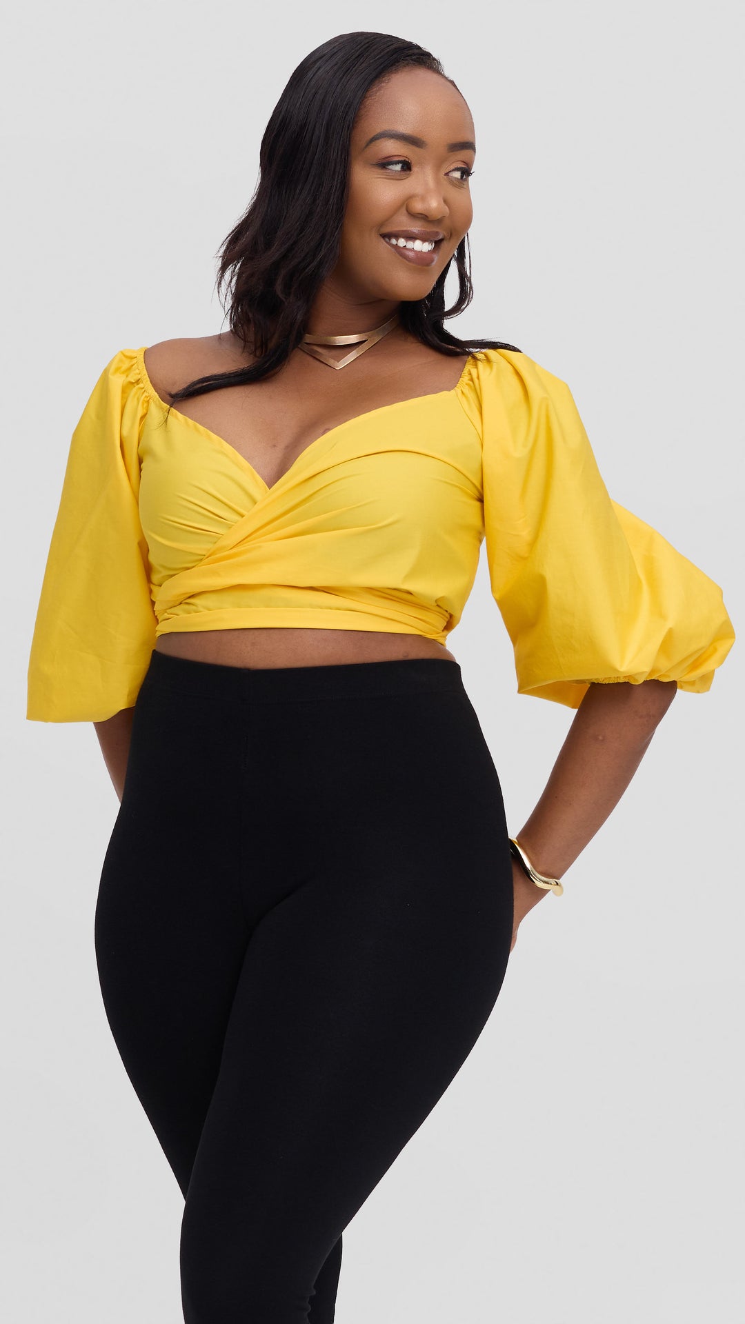 Safari by Vivo Two Way Wrap Top in Cotton - Yellow