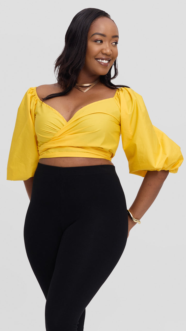 Safari by Vivo Two Way Wrap Top in Cotton - Yellow