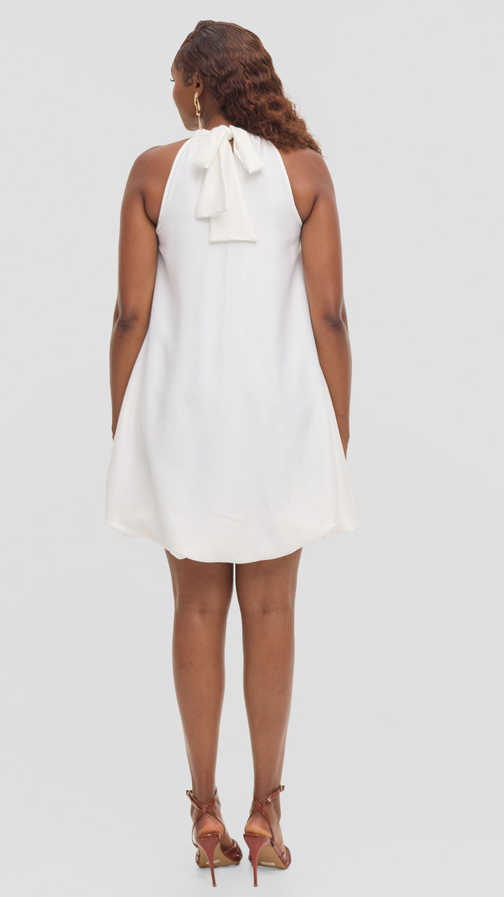 Vivo Iyana Bubble Mini Dress in Satin - White