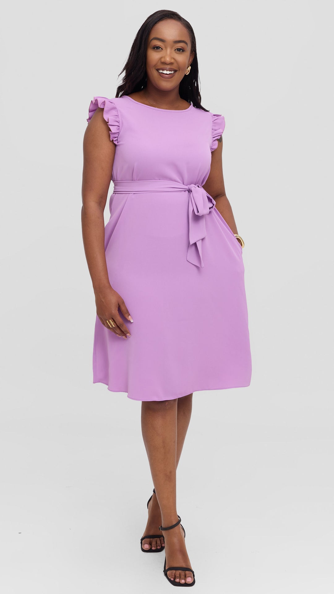 Vivo Nasinka A-Line Knee Length Dress In Crepe - Blush Plum