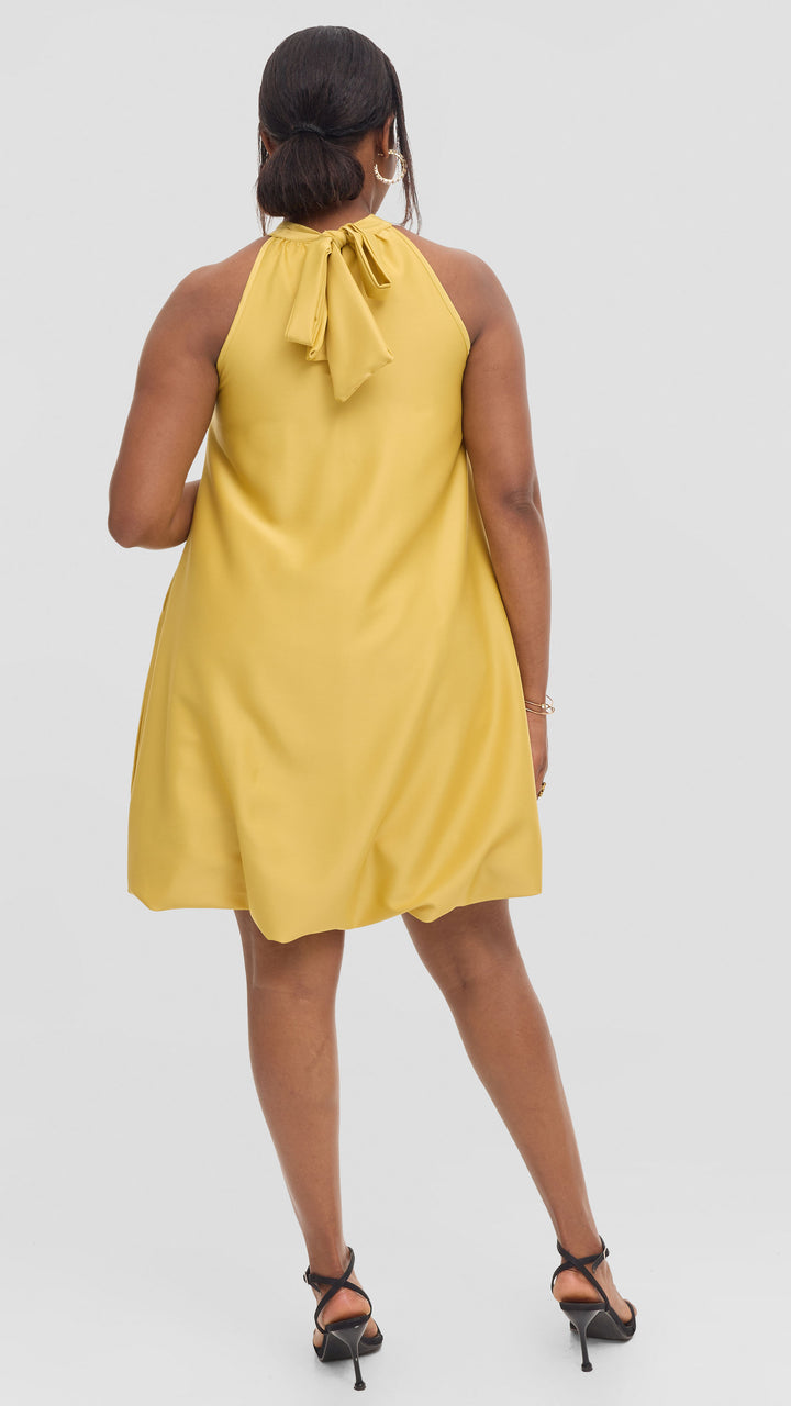 Vivo Iyana Bubble Mini Dress in Satin - Light Yellow
