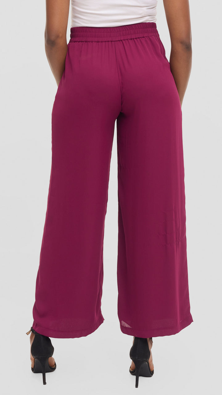 Vivo Asha Wide Leg Pants in Chiffon - Mulberry