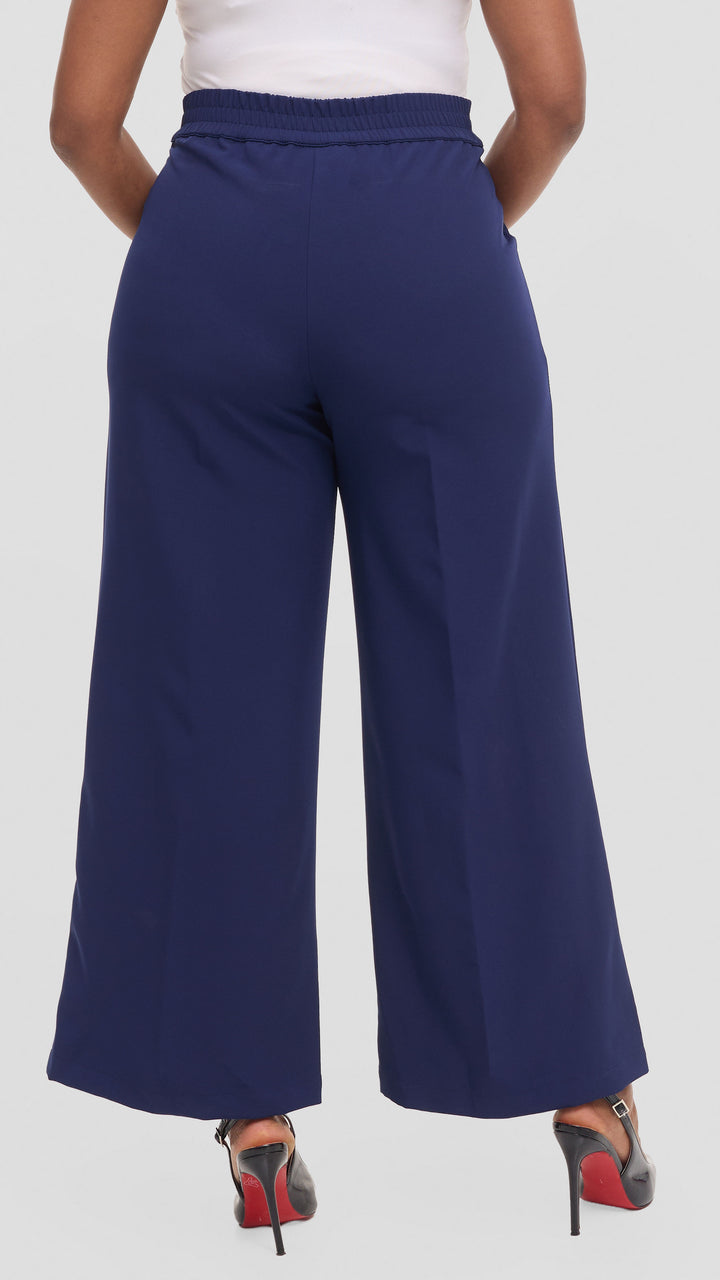Vivo Wide Leg Pants in Crepe - Navy