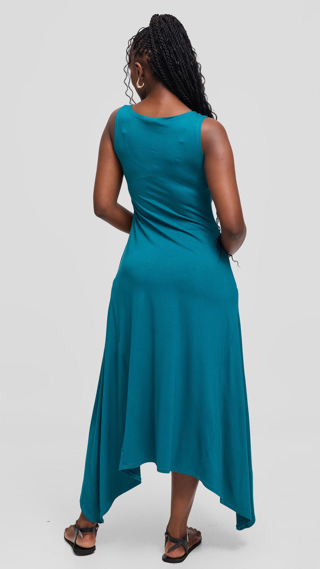 Vivo Sleeveless Godet Midi Dress in Jersey - Dark Teal