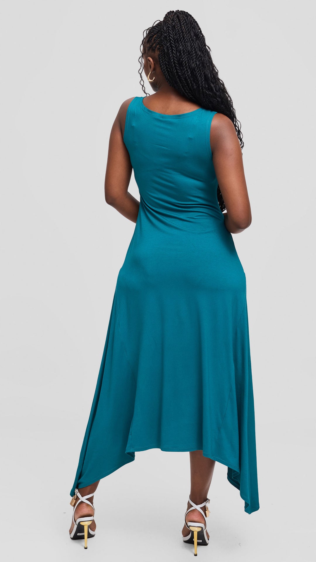 Vivo Sleeveless Godet Midi Dress in Jersey - Dark Teal