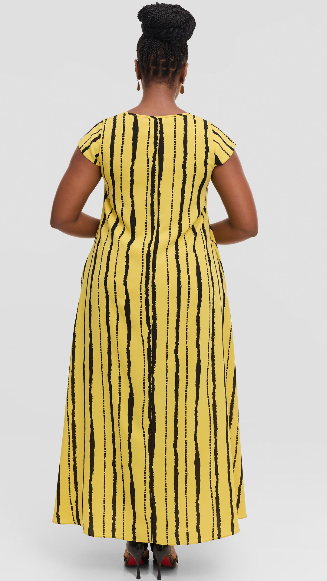 Vivo Sierra Maxi Dress in Chiffon - Yellow / Black Bori Print