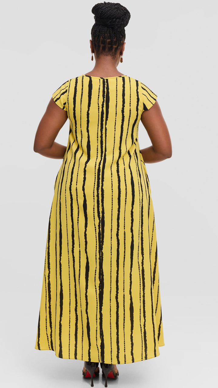 Vivo Sierra Maxi Dress in Chiffon - Yellow / Black Bori Print