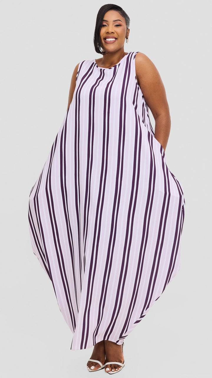 Vivo Seli Maxi Dress in Crepe - Mulberry / Lilac Yani Print