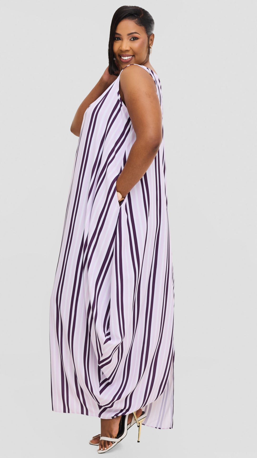 Vivo Seli Maxi Dress in Crepe - Mulberry / Lilac Yani Print