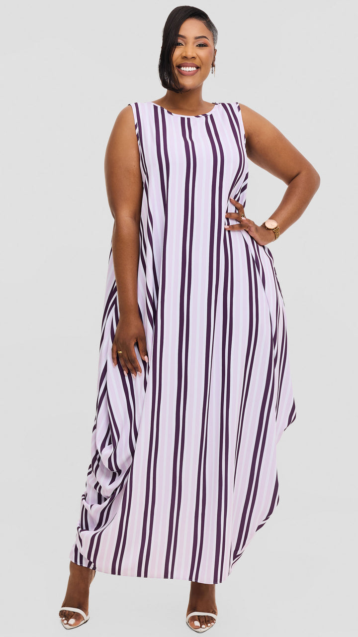 Vivo Seli Maxi Dress in Crepe - Mulberry / Lilac Yani Print
