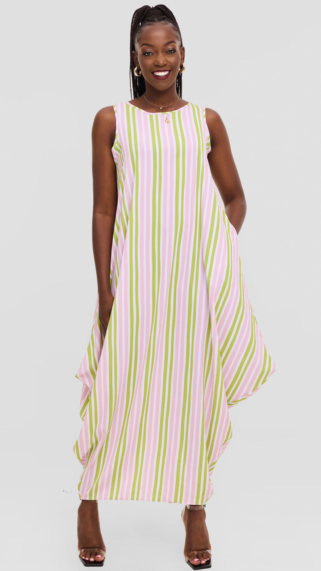 Vivo Seli Maxi Dress in Crepe - Light Green / Pink Yani Print
