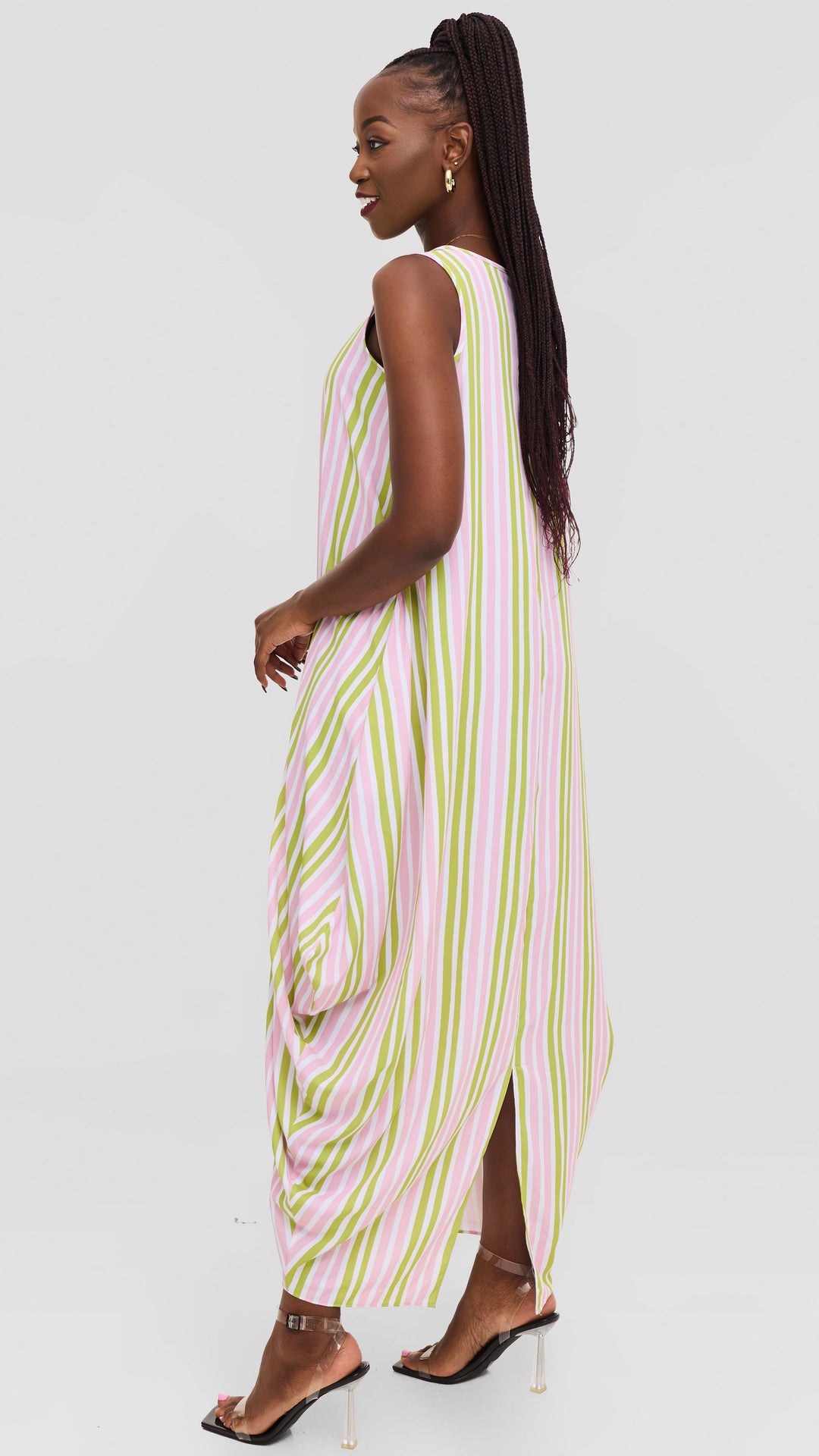 Vivo Seli Maxi Dress in Crepe - Light Green / Pink Yani Print
