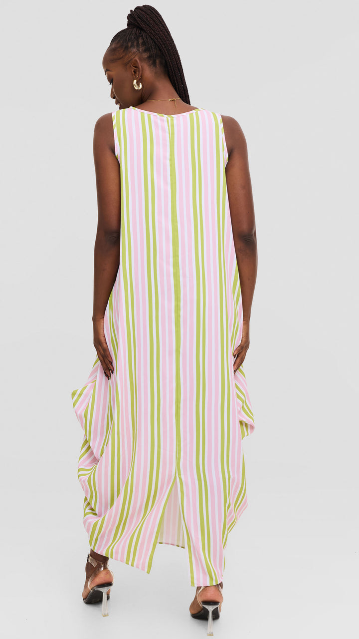Vivo Seli Maxi Dress in Crepe - Light Green / Pink Yani Print