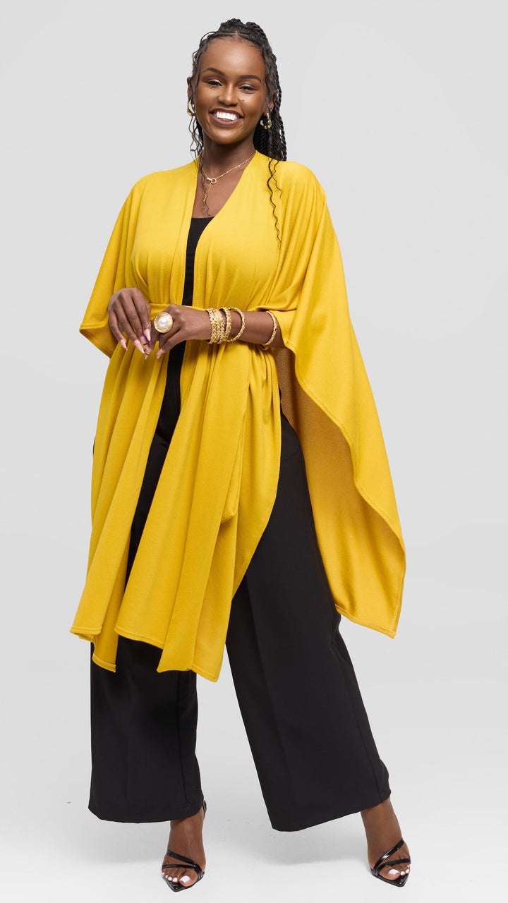 Vivo Wrap Shawl in Sweater - Mustard