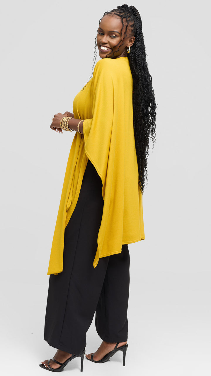 Vivo Wrap Shawl in Sweater - Mustard