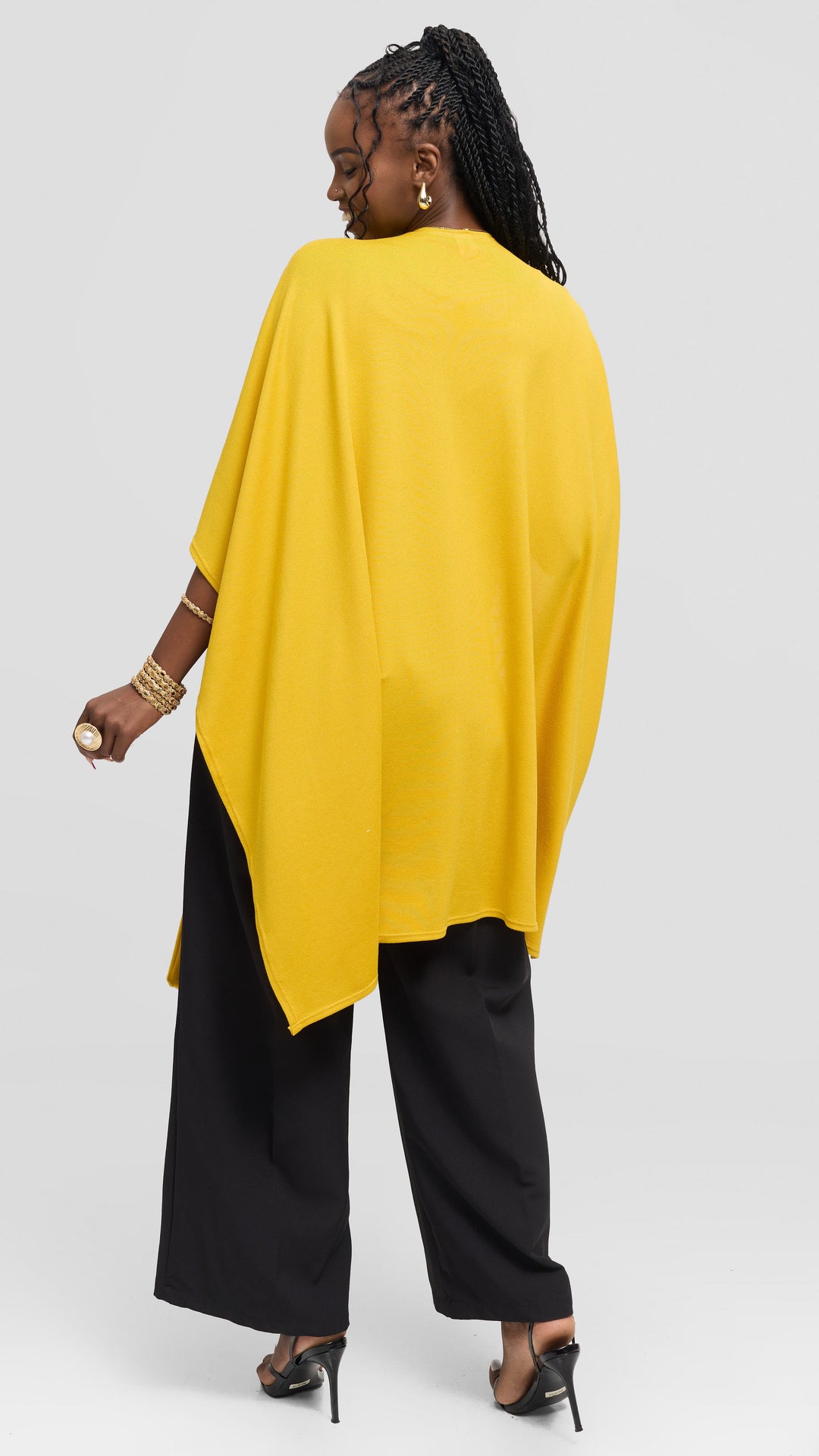 Vivo Wrap Shawl in Sweater - Mustard