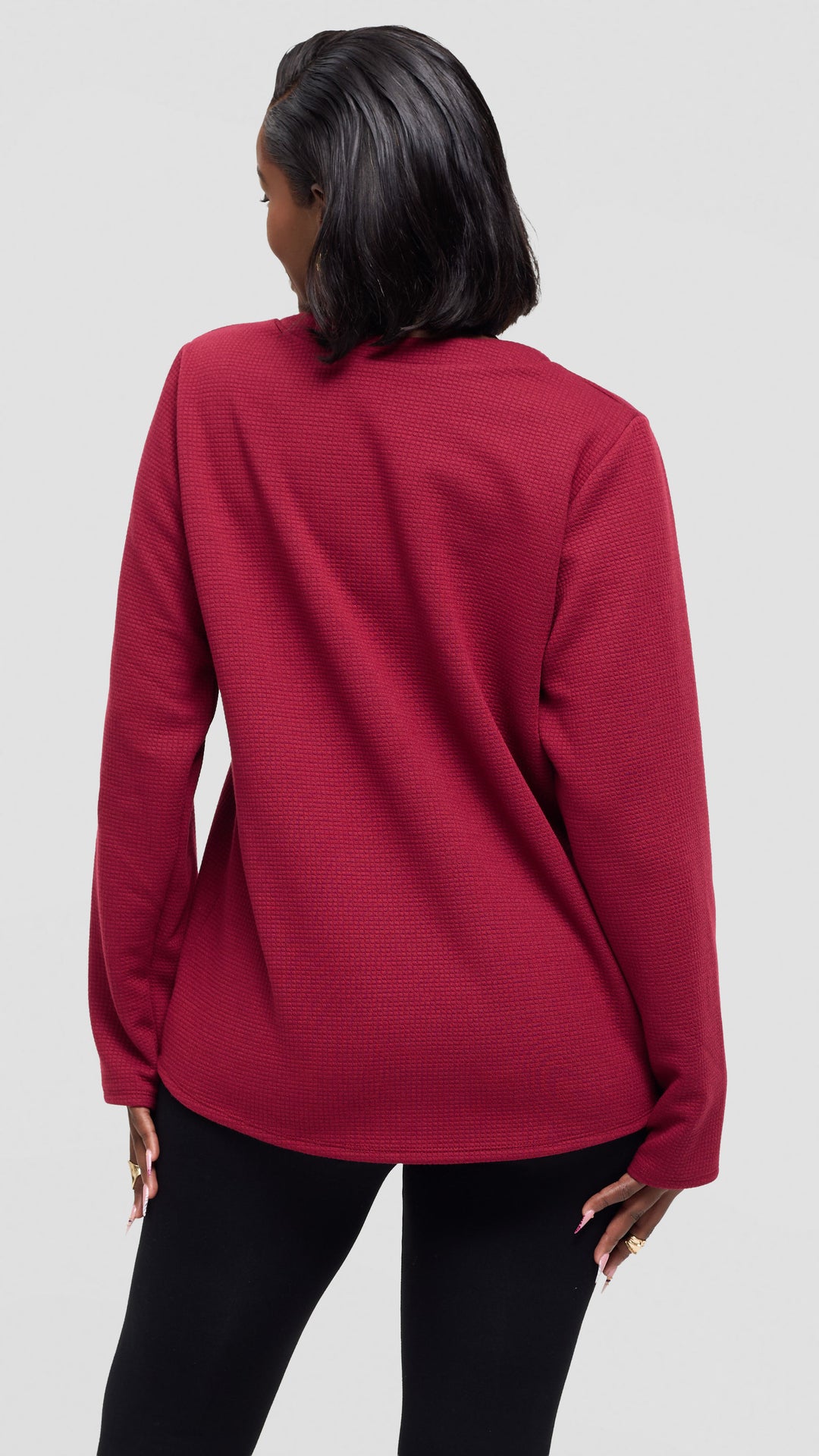 Shiv Shikie X Safari V-Neck Long Sleeve Sweatshirt in Rib - Mulberry