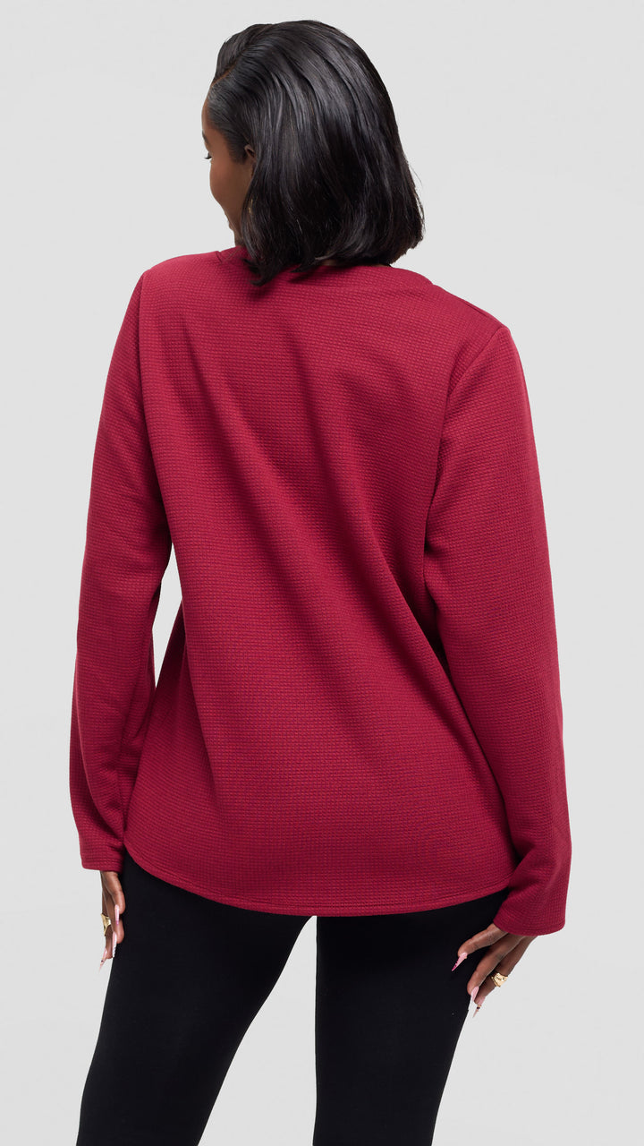 Shiv Shikie X Safari V-Neck Long Sleeve Sweatshirt in Rib - Mulberry