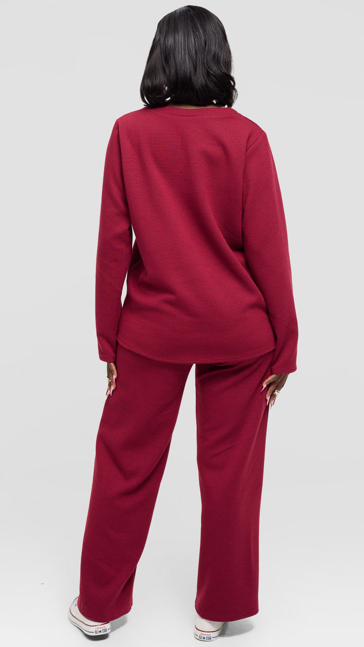 Shiv Shikie X Safari V-Neck Long Sleeve Sweatshirt in Rib - Mulberry