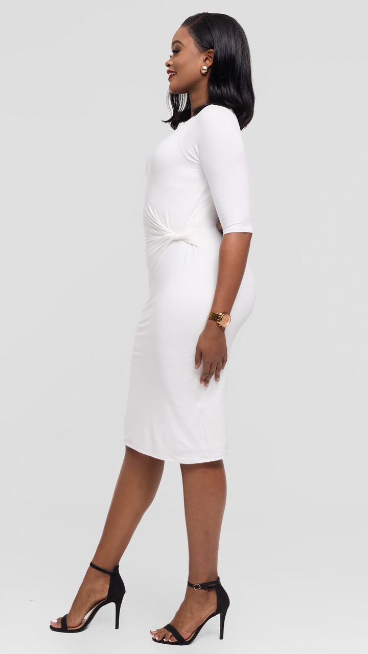 Vivo Everyday Side Twist Bodycon in Jersey - Off White
