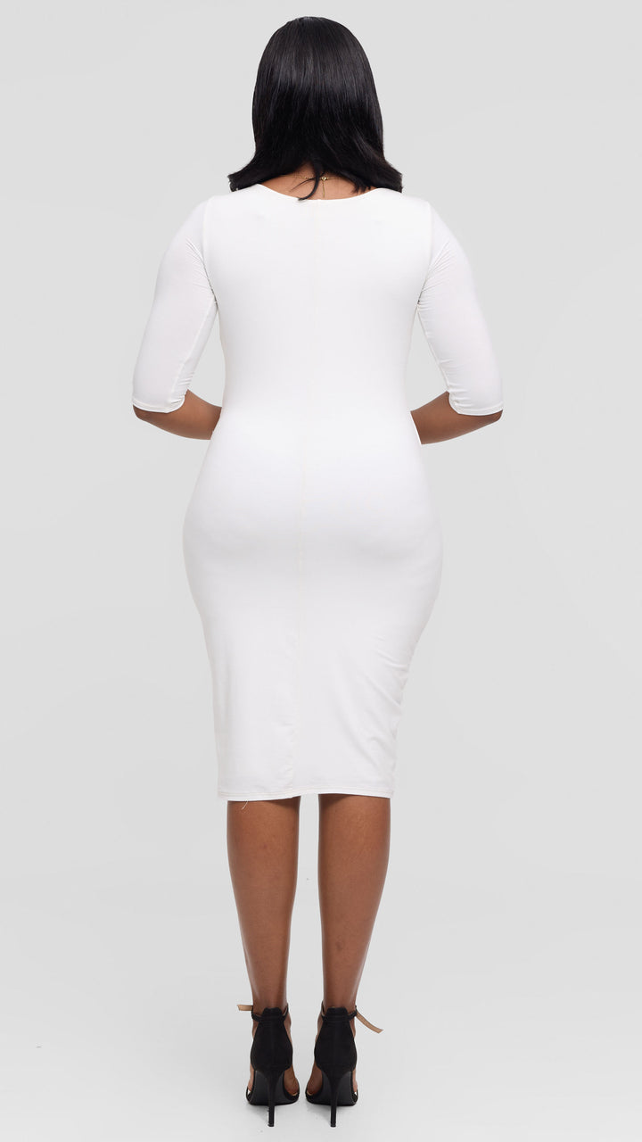 Vivo Everyday Side Twist Bodycon in Jersey - Off White