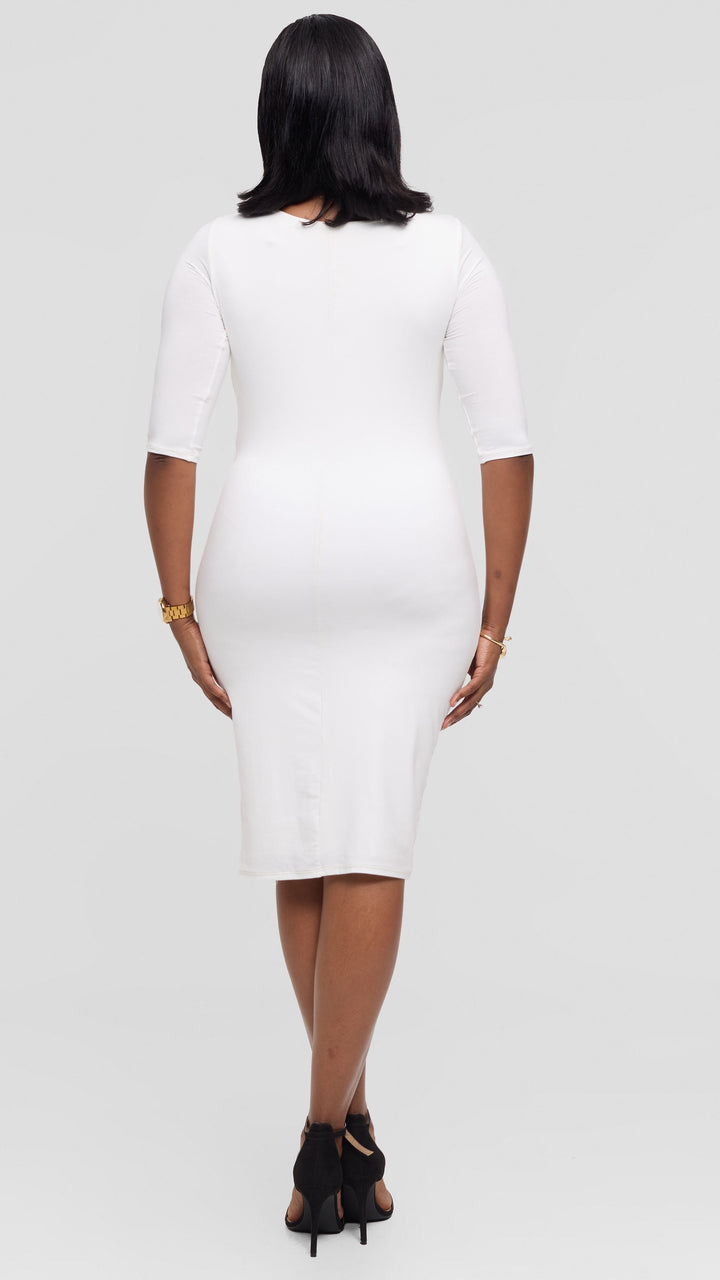 Vivo Everyday Side Twist Bodycon in Jersey - Off White