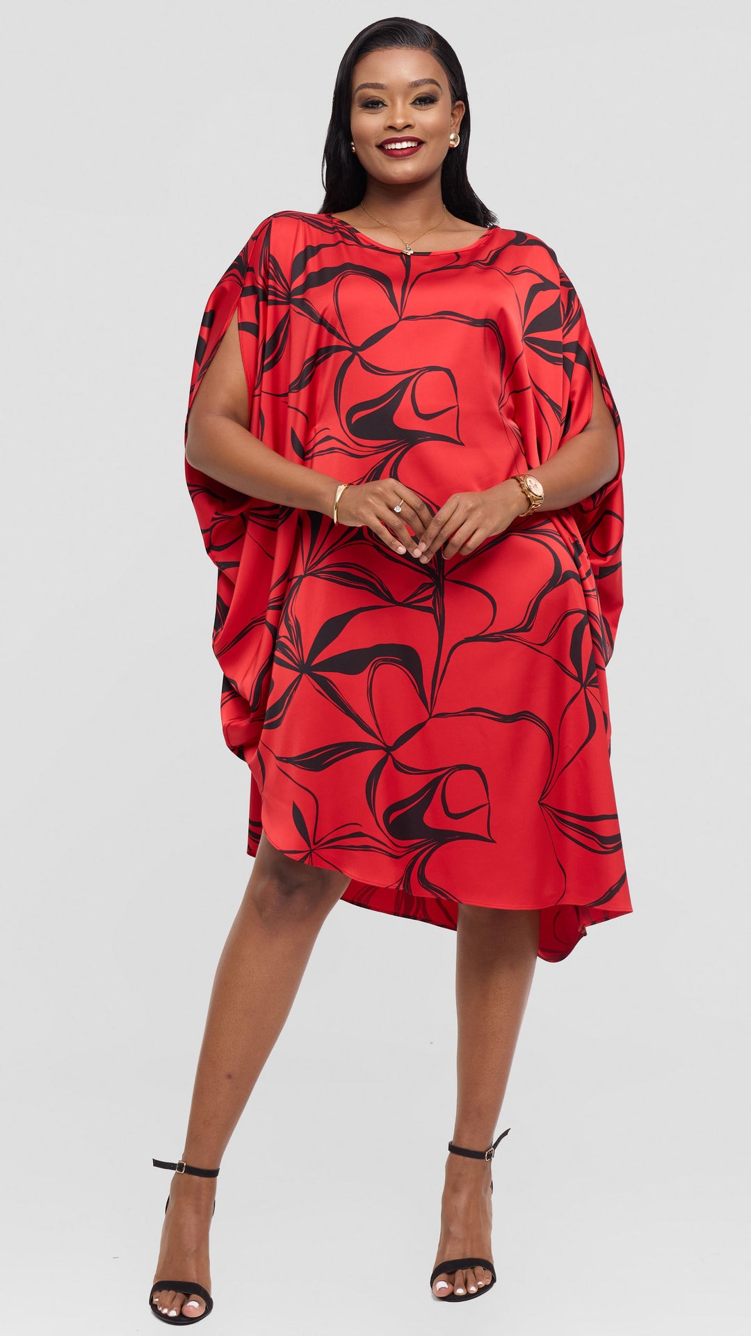 Vivo Asymmetrical Dolman Dress in Satin - Champagne
