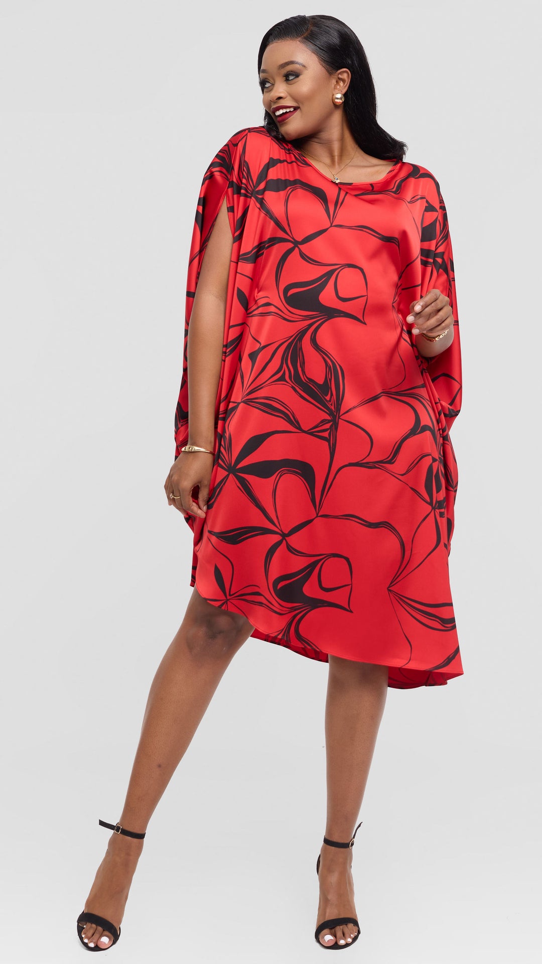 Vivo Asymmetrical Dolman Dress in Satin - Champagne