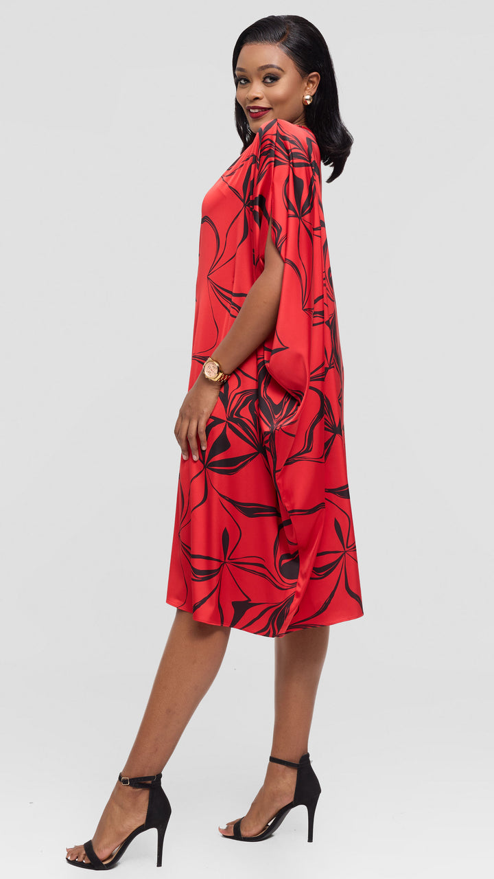 Vivo Asymmetrical Dolman Dress in Satin - Champagne