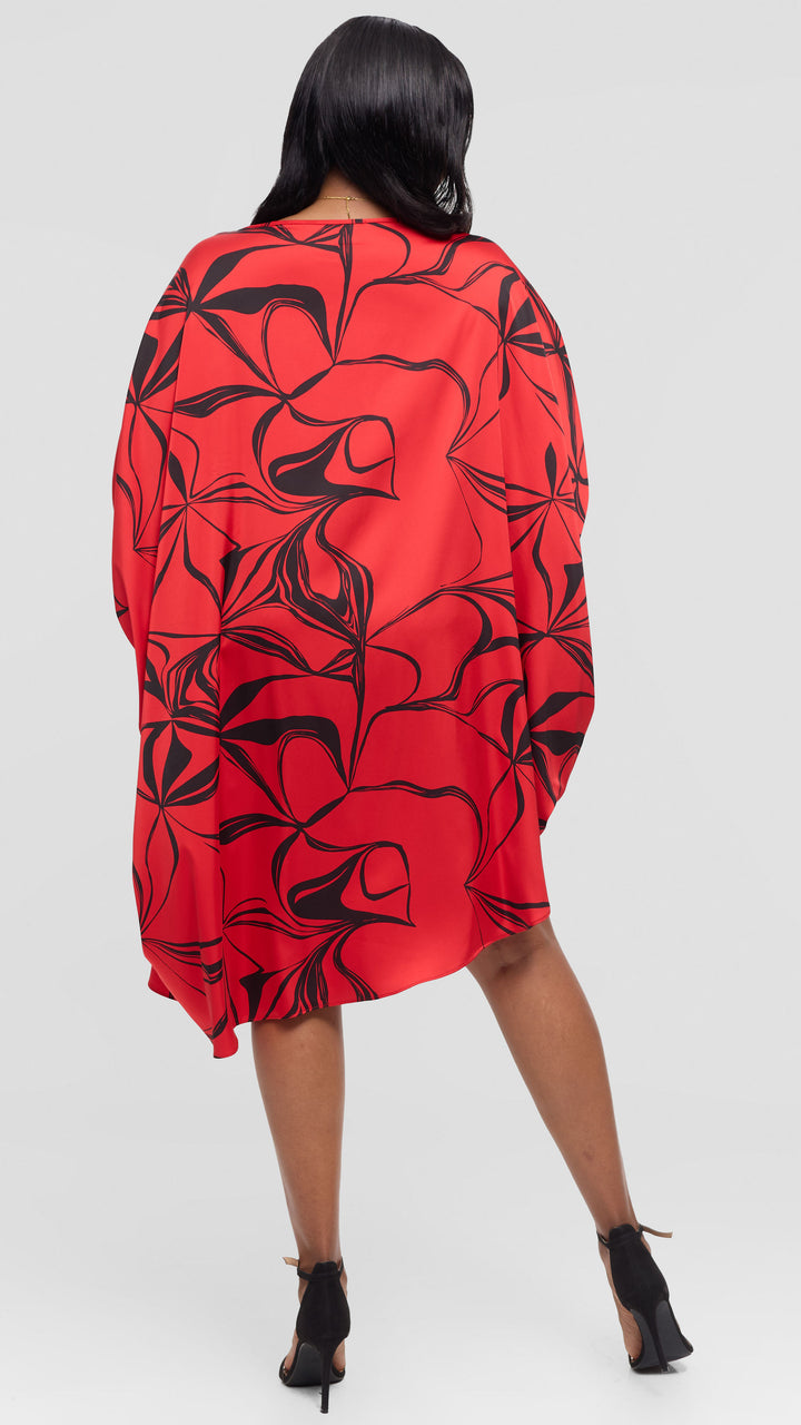 Vivo Asymmetrical Dolman Dress in Satin - Champagne