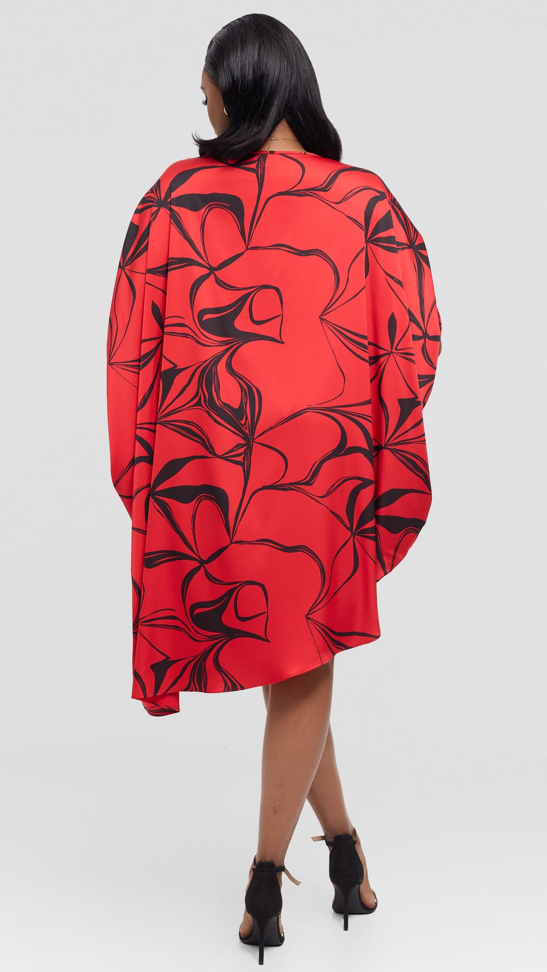 Vivo Asymmetrical Dolman Dress in Satin - Champagne