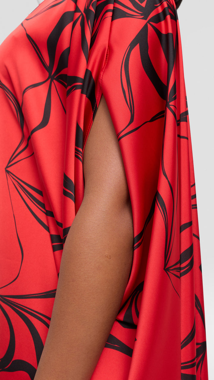 Vivo Asymmetrical Dolman Dress in Satin - Champagne