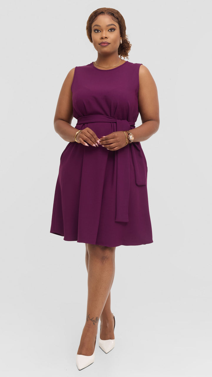 Vivo Niari Sleeveless Tent Dress in Crepe - Dark Purple