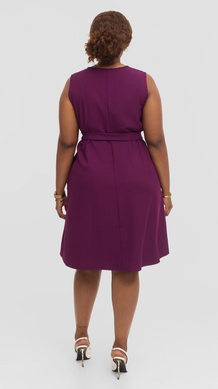 Vivo Niari Sleeveless Tent Dress in Crepe - Dark Purple