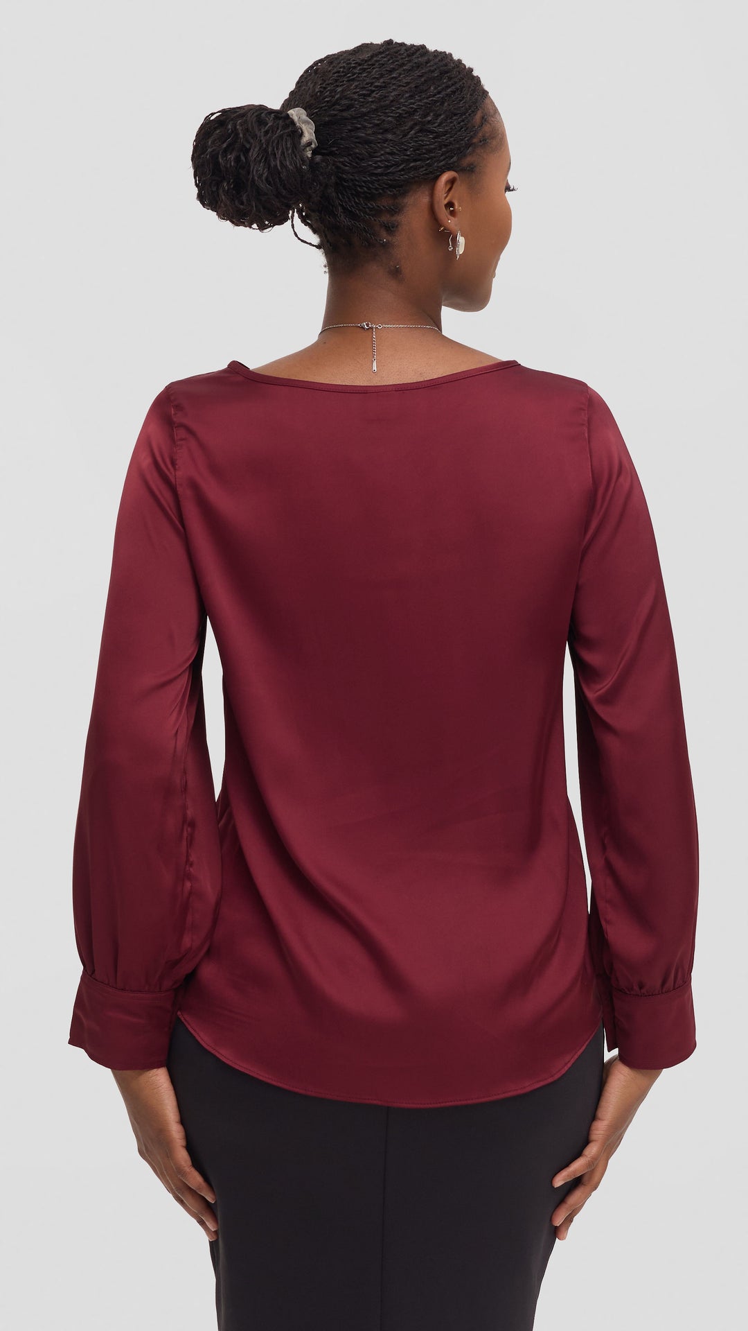 Vivo Tatili Bishop Long Sleeve Top in Satin - Mulberry