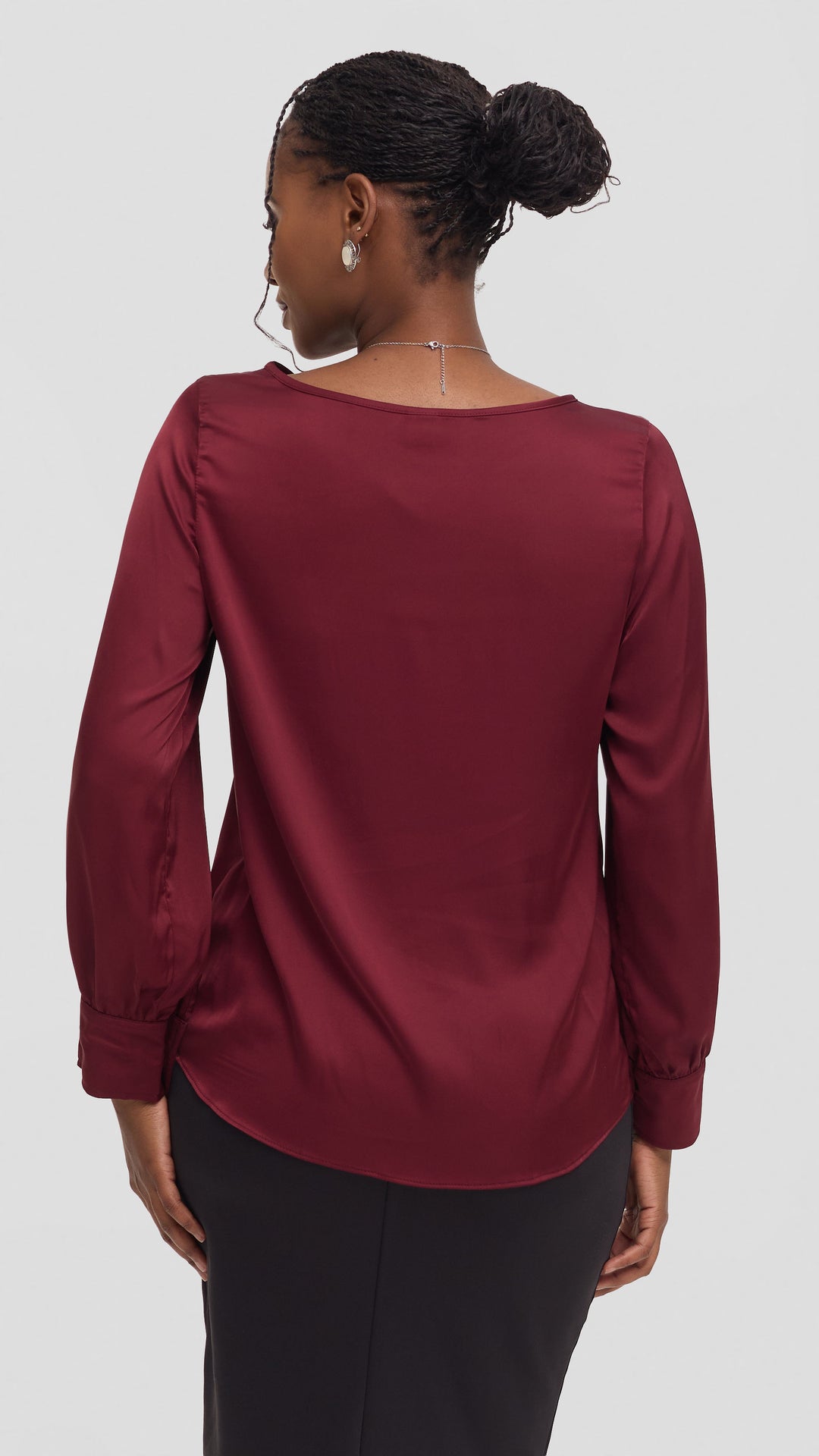 Vivo Tatili Bishop Long Sleeve Top in Satin - Mulberry