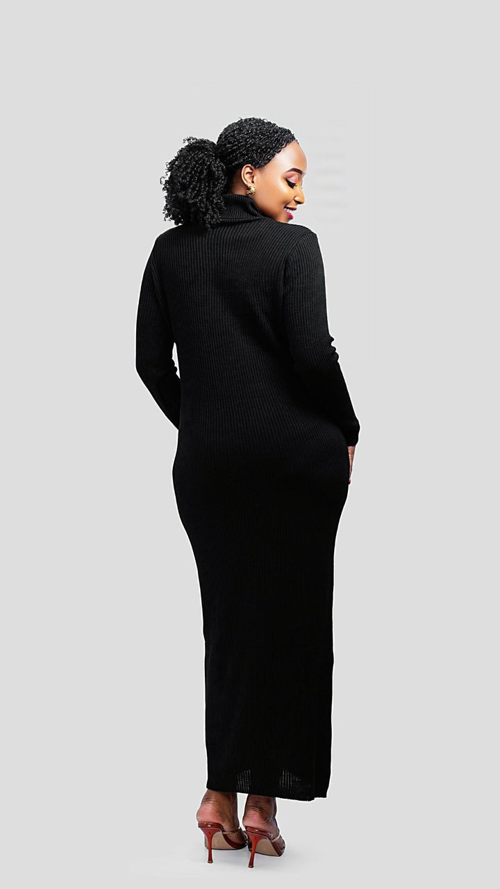 The Fashion Frenzy Pollneck Bodycon - Black - Shopzetu