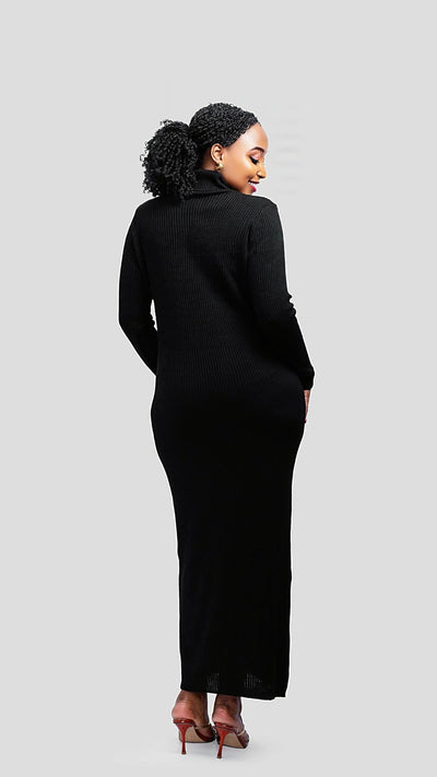 The Fashion Frenzy Pollneck Bodycon - Black - Shopzetu