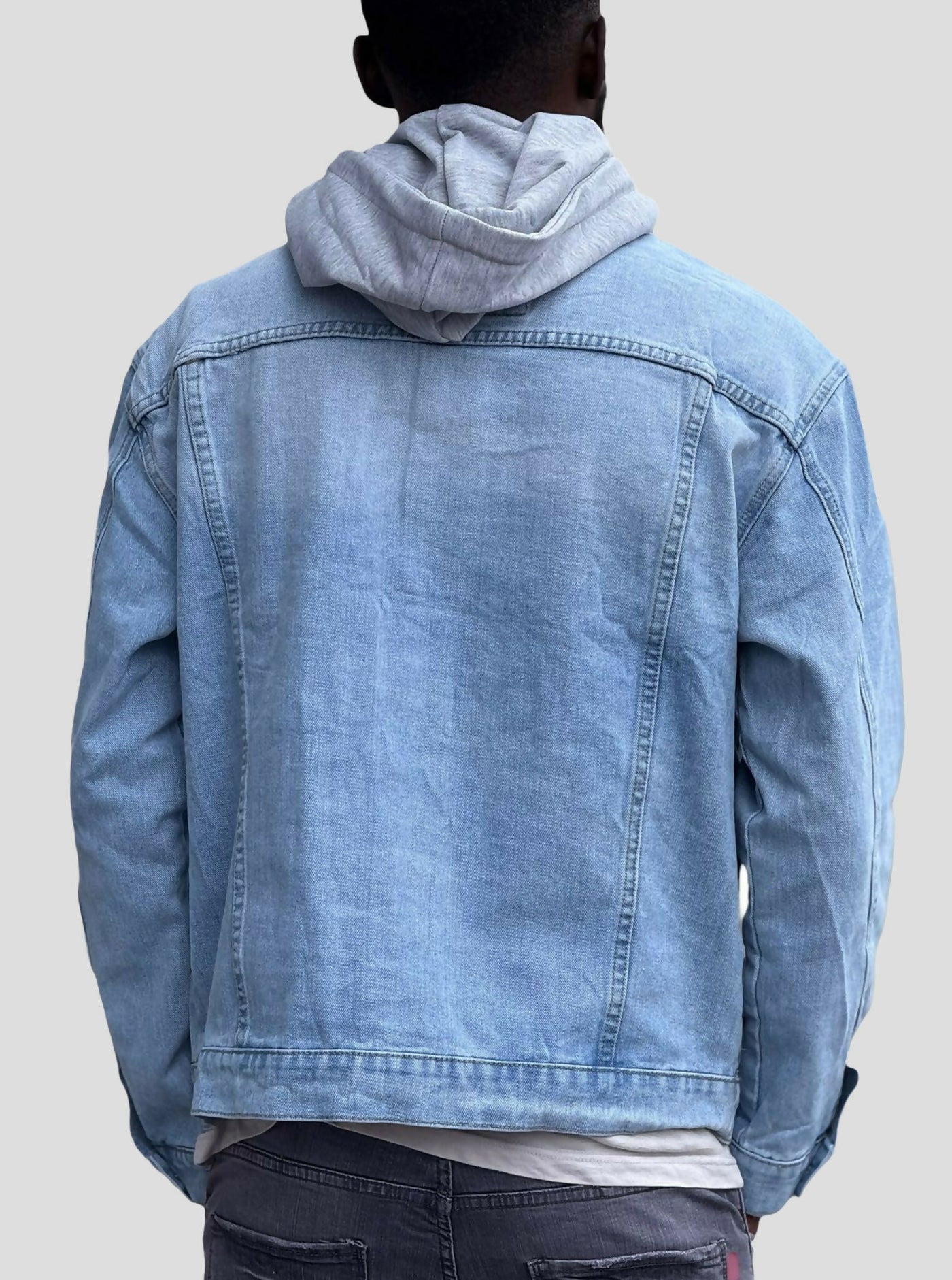 Stylish Brothers Heavy Hooded Denim Jacket - Blue - Shopzetu