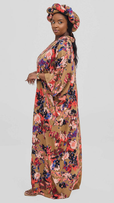 Hats And More Boho Charm Dress & Matching Headwrap – Floral - Shopzetu