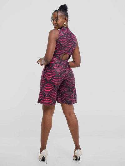The Textile Loft Sleeveless Romper - Red - Shopzetu