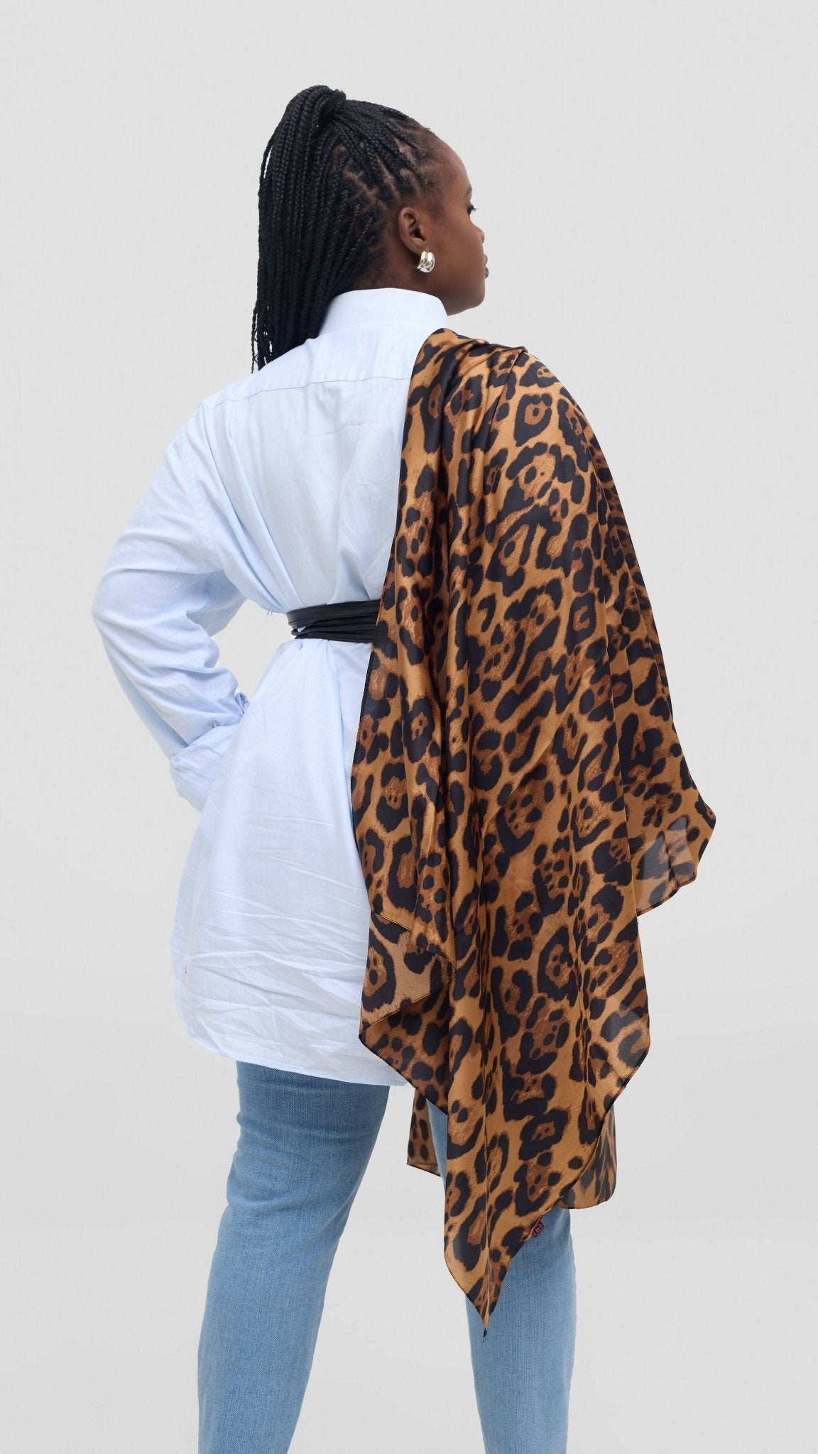 Afrodame Luxurious Silk Scarf - Animal Print - Shopzetu