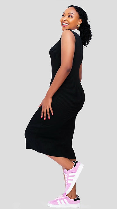 The Fashion Frenzy Polo Collared Bodycon - Black - Shopzetu