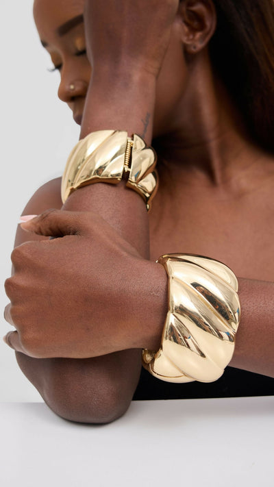 Afrodame Chunky Bangle - Gold - Shopzetu